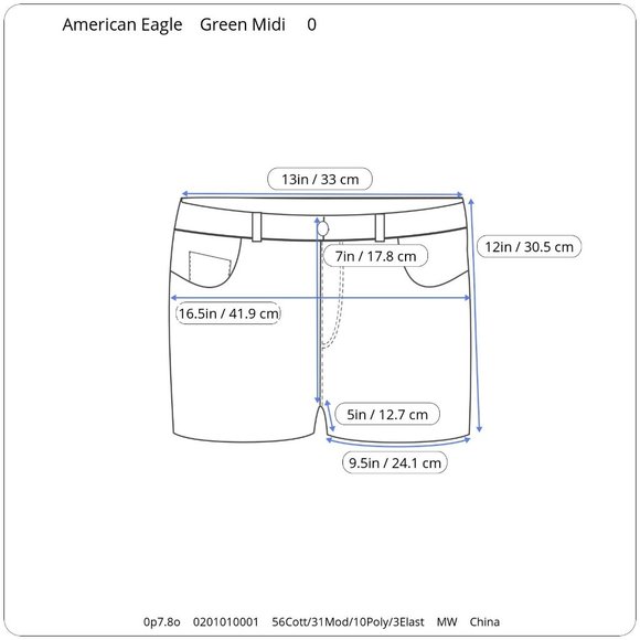 American Eagle Womens Midi Shorts 0 Green Chino Mid Rise Stretch Pockets Logo - Picture 7 of 7